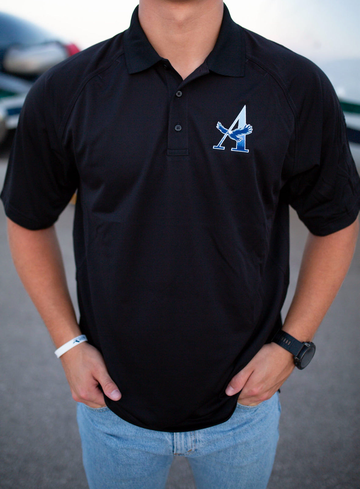 Mens Black Tactical Aetos Polo